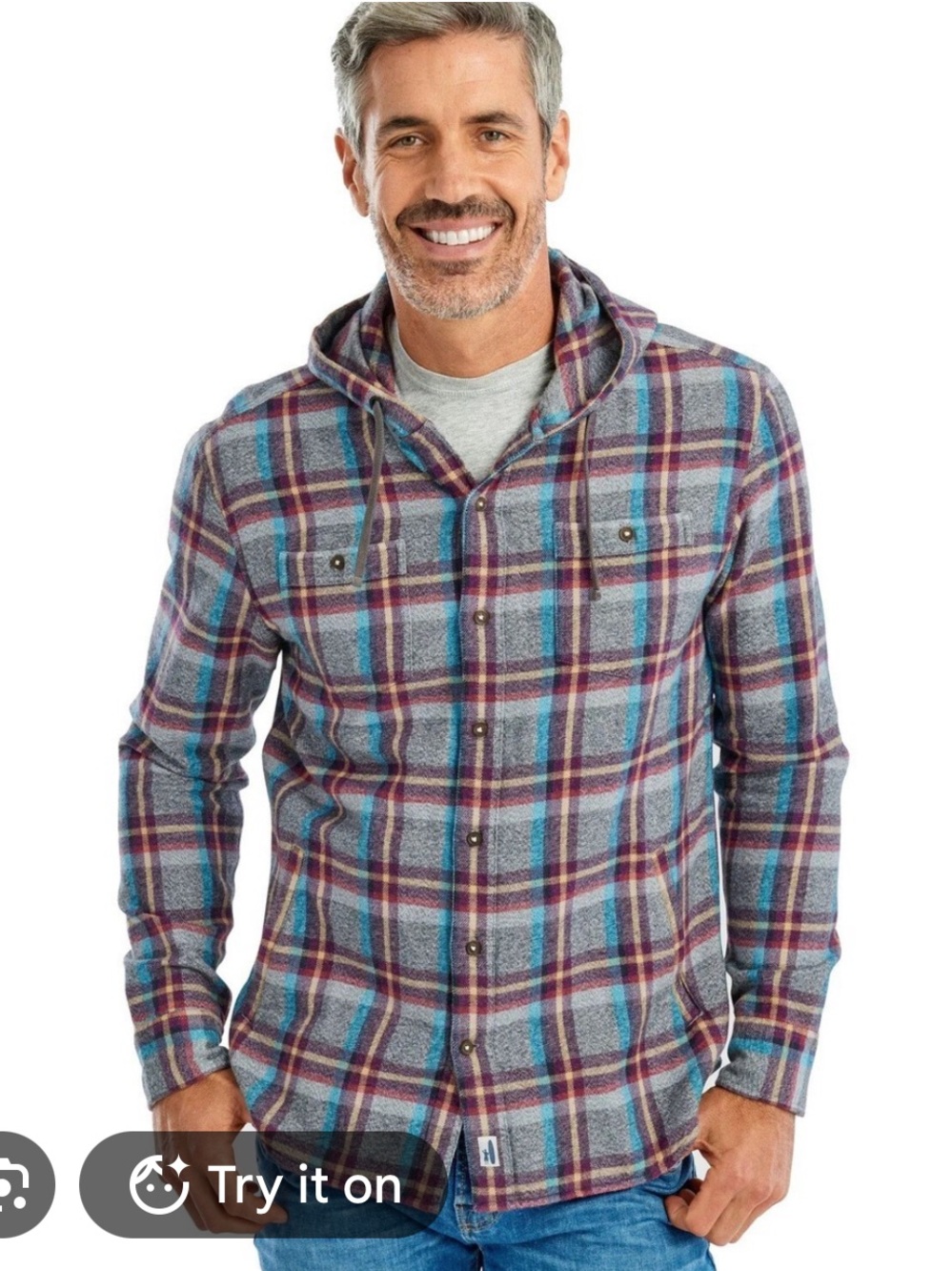 VGUC Johnnie O Bruh Hooded Flannel
Shirt Jacket. Size Large